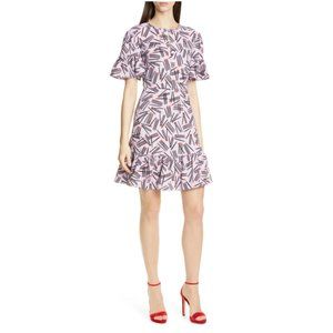 Kate Spade Matches Crepe Ruffle Trim Dress